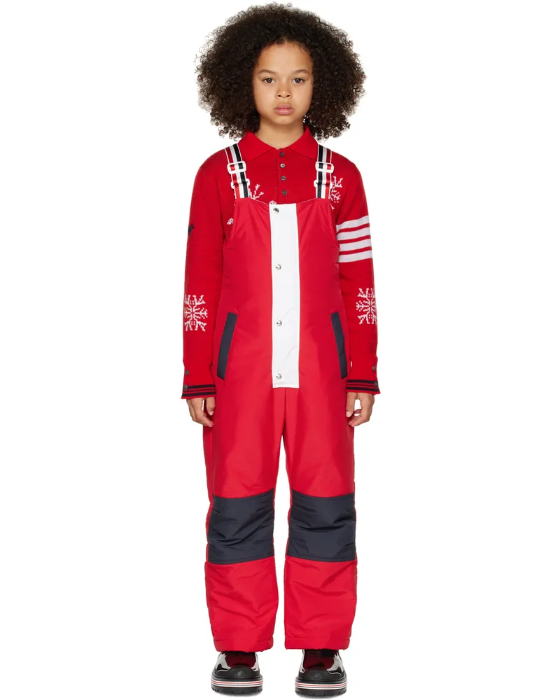 Thom Browne Kids Red & Navy Fun-Mix Down Ski Overalls Rwbwht