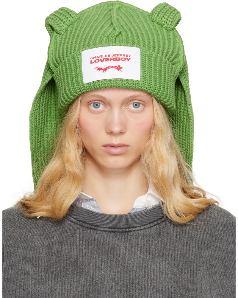 Charles Jeffrey Loverboy Green Chunky Rabbit Beanie Green