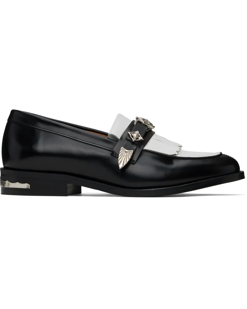 Toga Black & White Fringe Loafers Black