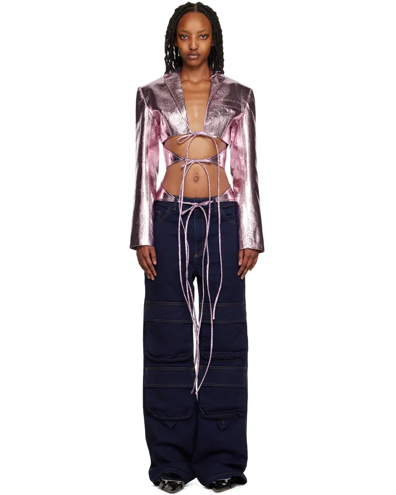 Lado Bokuchava Purple Mirror Shibari Faux-Leather Blazer Lilac