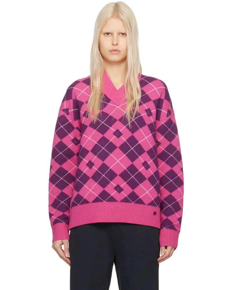 Acne Studios Pink & Purple Argyle Sweater Dkc