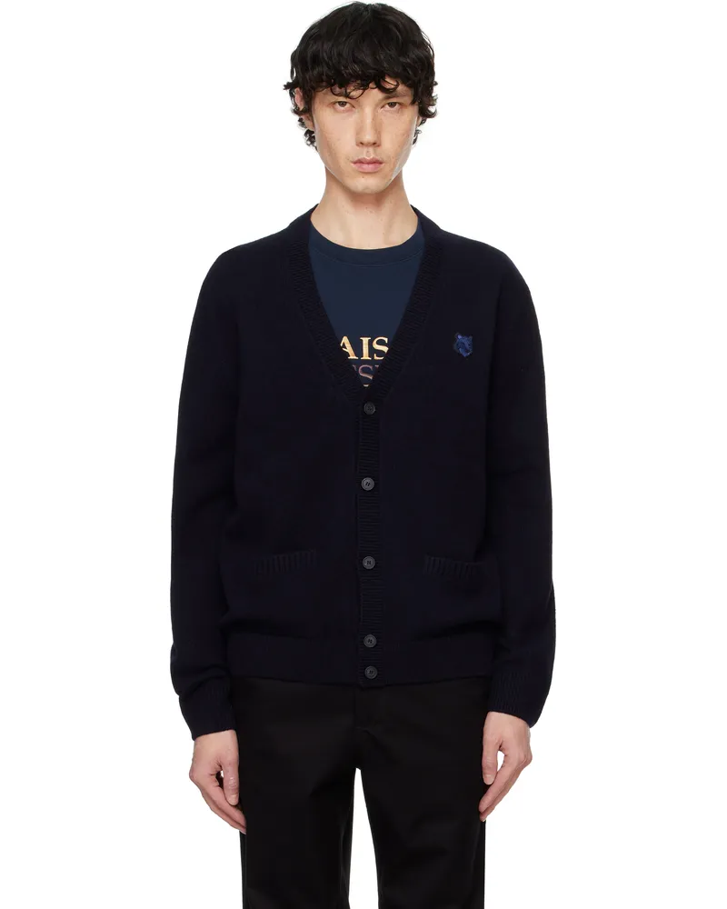 Kitsuné Navy Bold Fox Head Patch Regular Cardigan P480