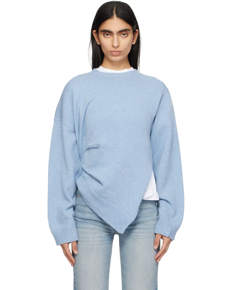 Victoria Beckham Blue Gathered Side Sweater Iceberg