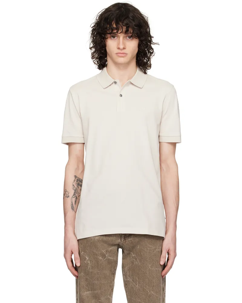 HUGO BOSS Beige Embroidered Polo 131-open