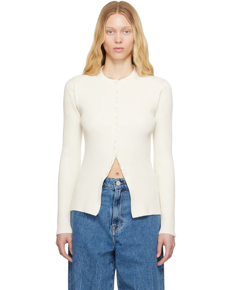 Róhe Off-White Elongated Rib Cardigan 112_310