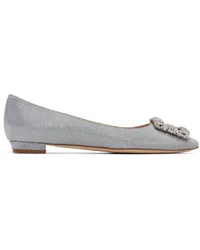 Manolo Blahnik Silver Hangisi Ballerina Flats Ywov(9721)