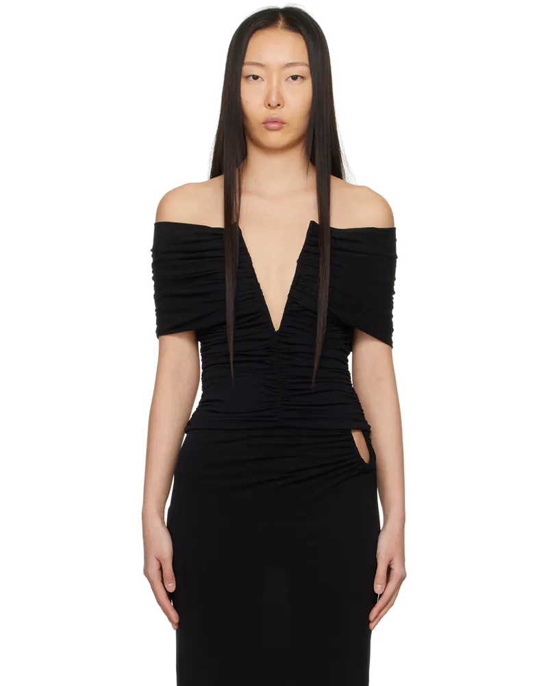 Magda Butrym Black Ruched Top Black