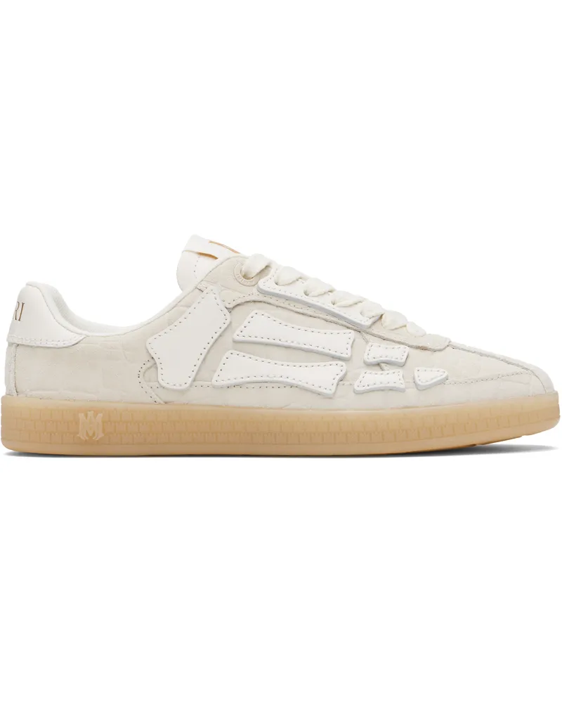 Amiri Off-White Croc Debossed Pacific Bones Sneakers Alabaster
