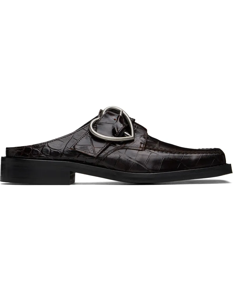 Martine Rose Brown Square Toe Buckle Mules Brw
