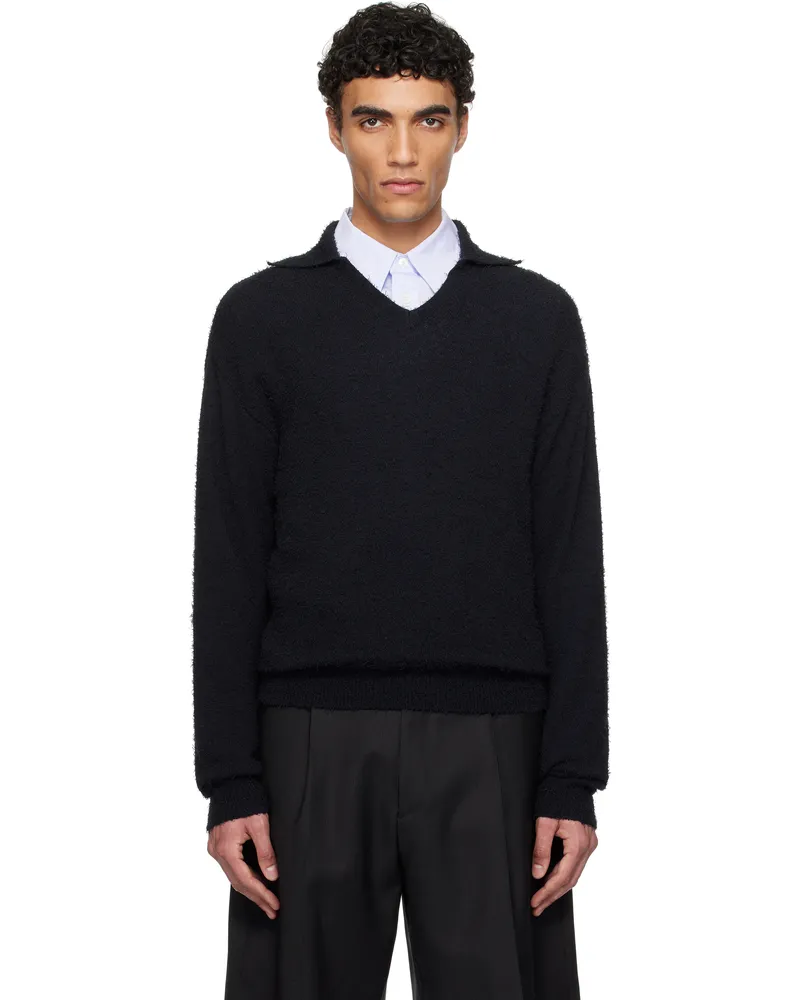 Mfpen Black V-Neck Collar Sweater Black