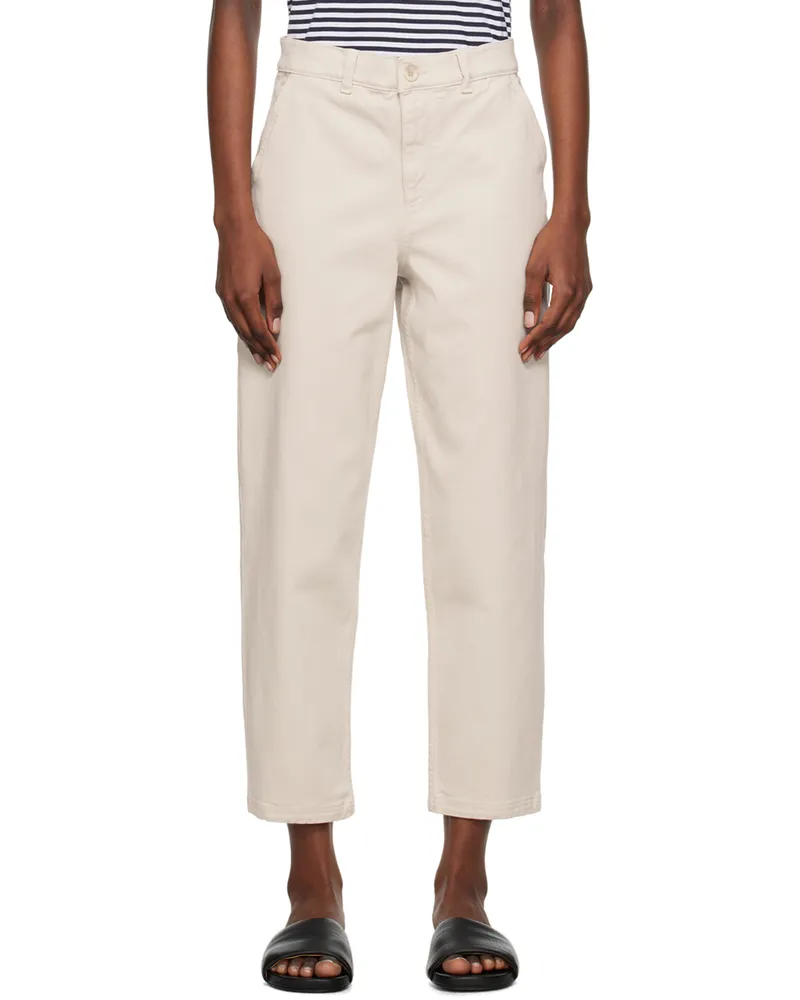 Sunspel Beige Tapered Trousers Chalk