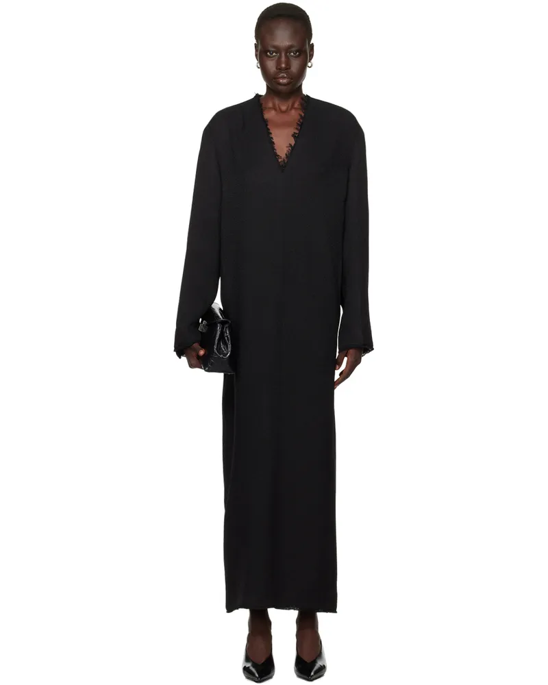 Totême Black Broad Sablé Maxi Dress Black