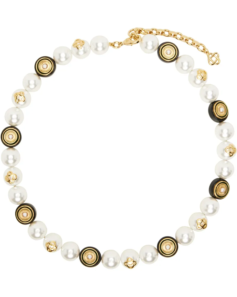 Casablanca Paris White Spoke Wheel Necklace Gold