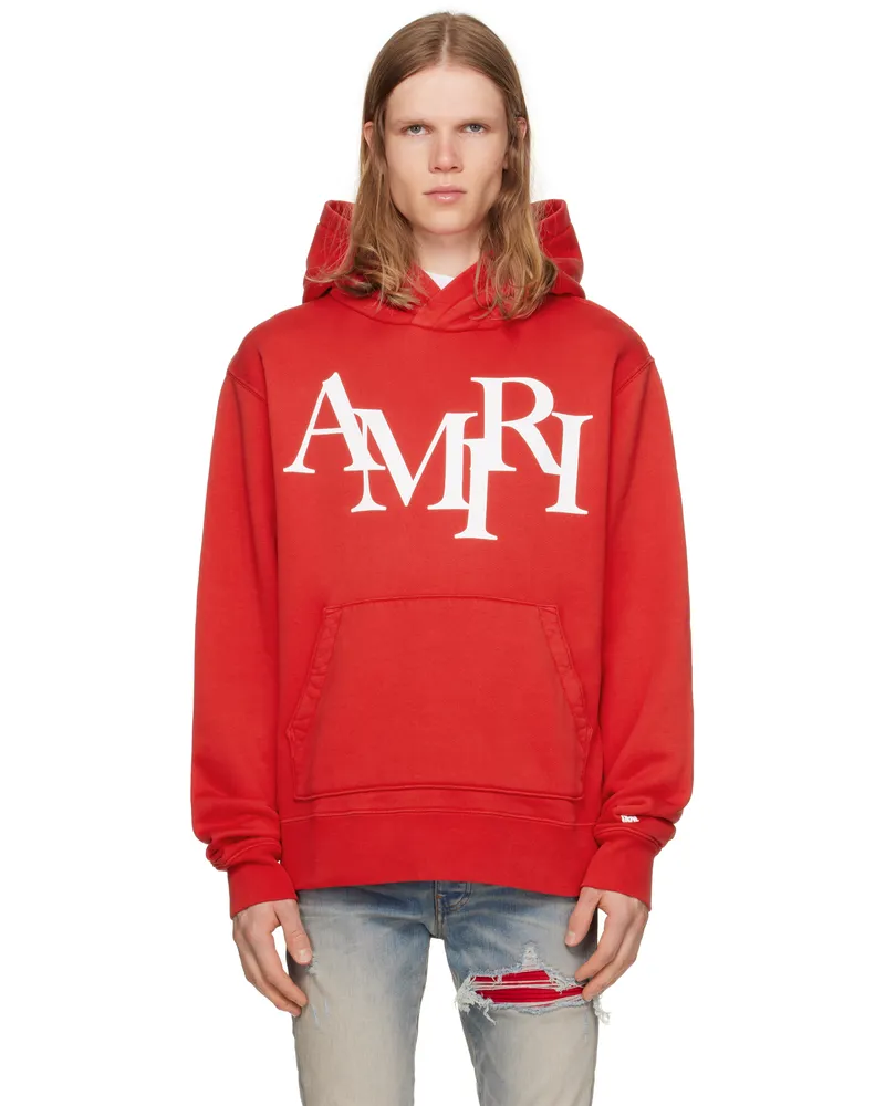 Amiri Red 'AMIRI' Staggered Hoodie Red
