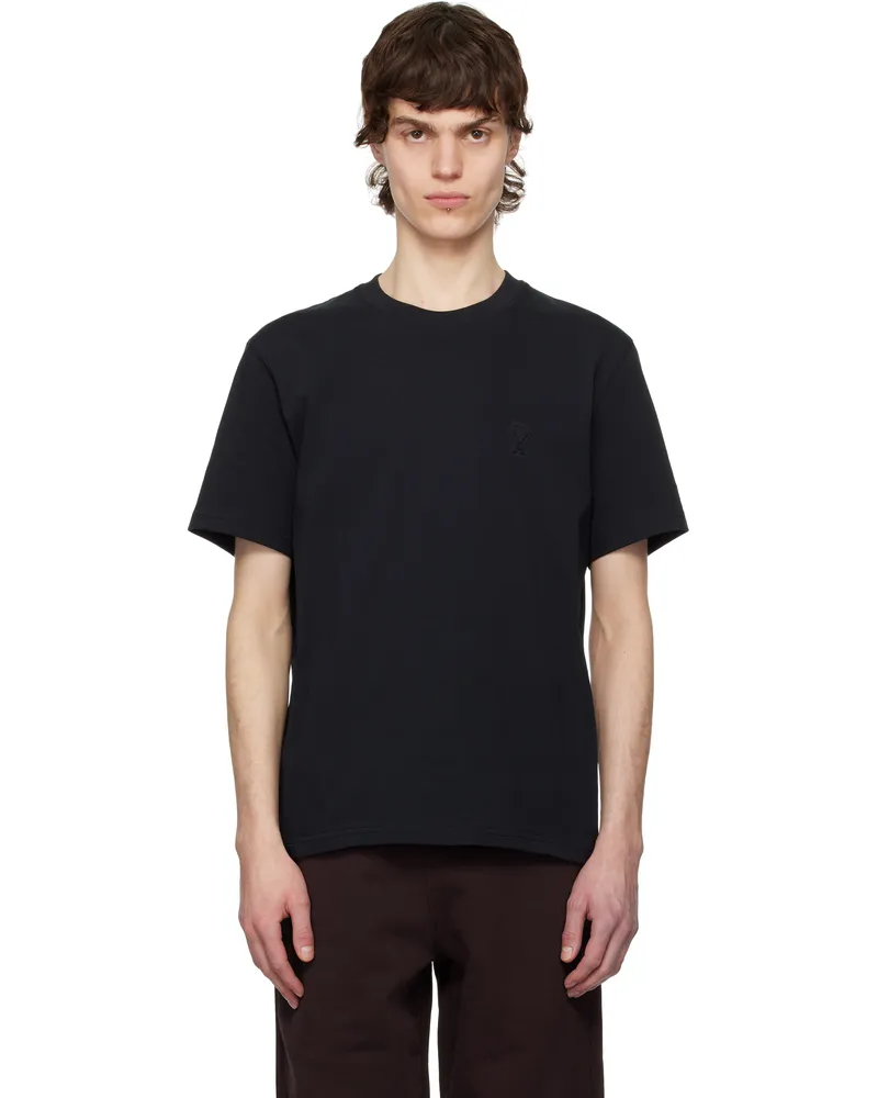 AMI Paris Black Cotton Ami de Coeur T-shirt 001