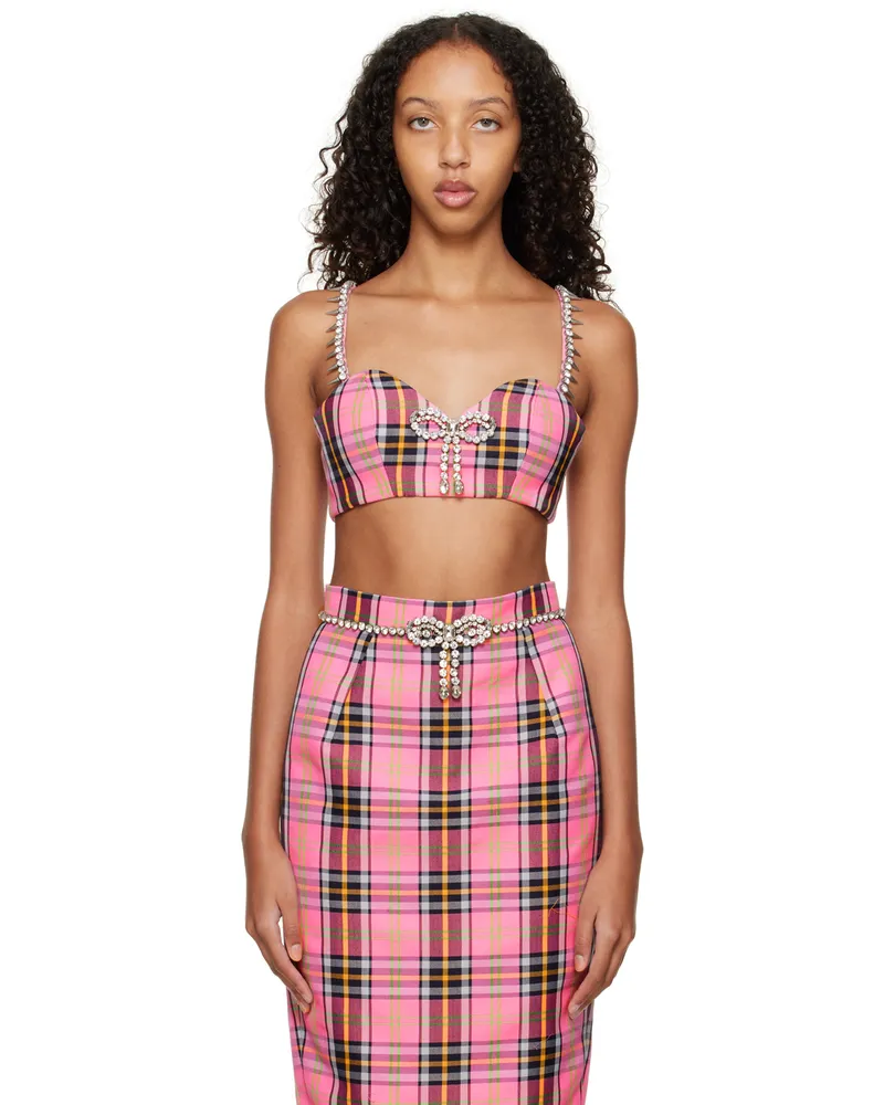 Area Pink Crystal Trim Tank Top Pink