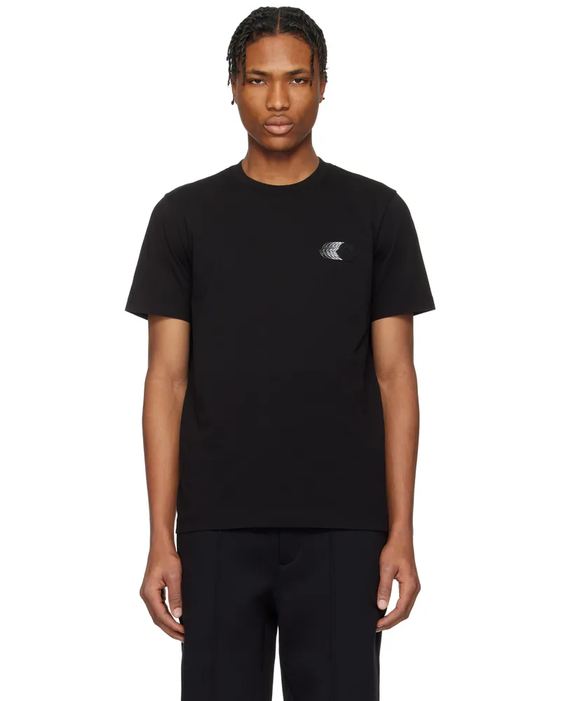 Moncler Black Faded Logo Motif Cotton T-shirt 999