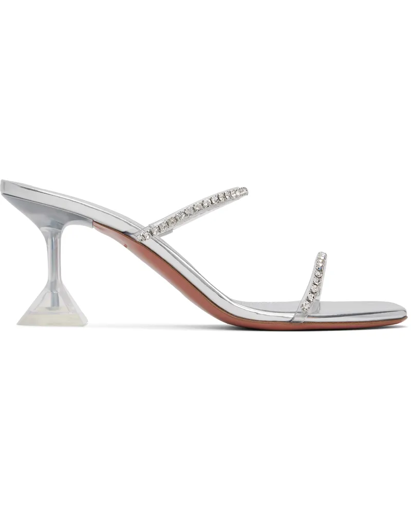 Amina Muaddi Transparent Gilda Glass Slipper 70 Heeled Sandals Transparent