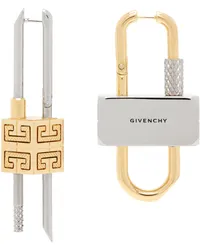 Givenchy Gold & Silver Lock Asymmetrical Earrings 711-golden