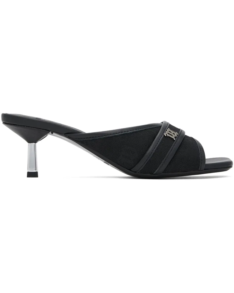 MISBHV Black Sasha Slip On Heeled Sandals Monogram