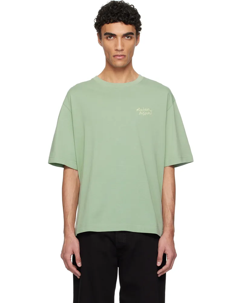 Kitsuné Green 'Maison Kitsuné' Handwriting Embroidery Oversize T-shirt 0078