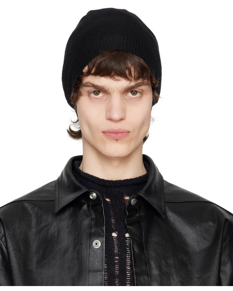 Rick Owens Black Hollywood Medium Beanie 09