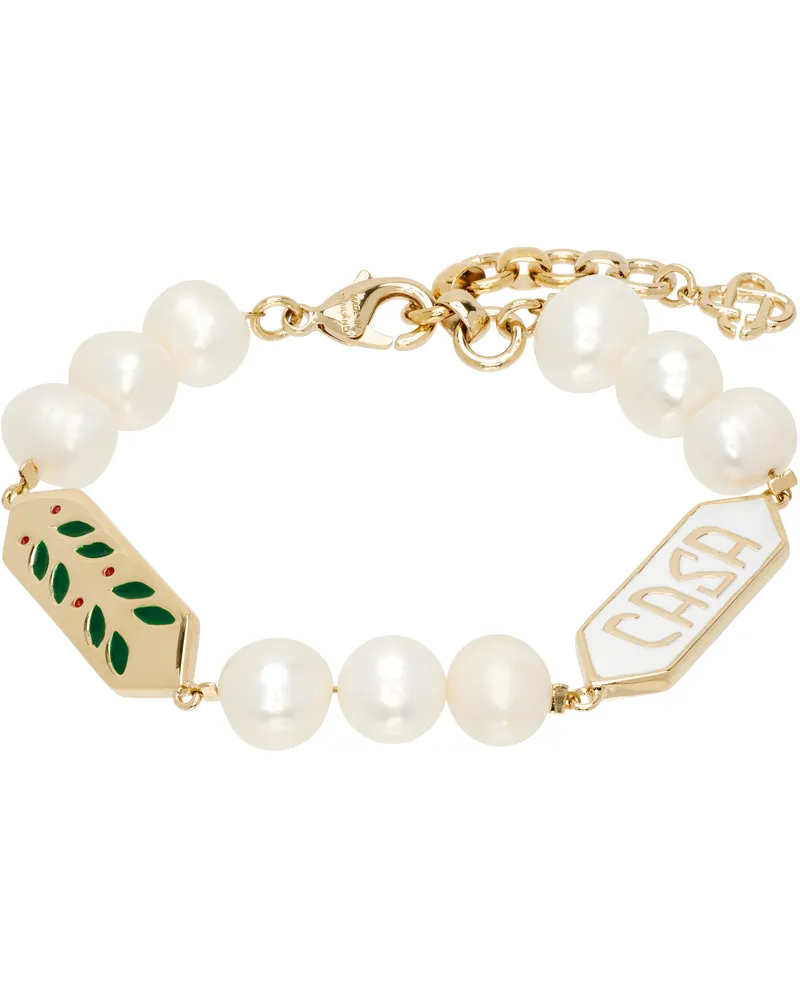Casablanca Paris Laurel Pearl Bracelet Gold