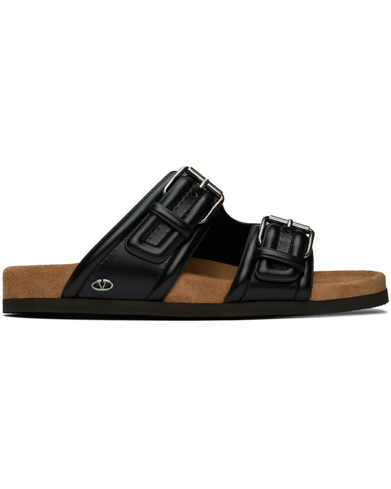 Valentino Garavani Black Fussfriend Calfskin Slides Yvn