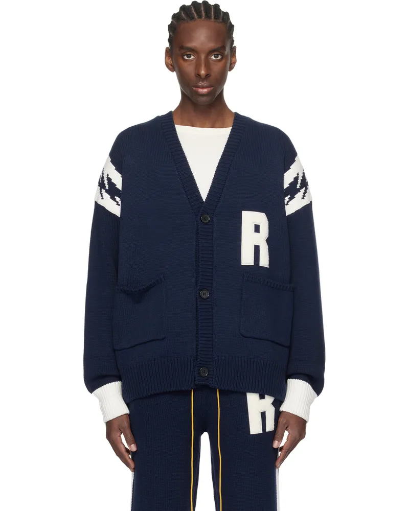 RHUDE Navy Lightning Cardigan Navy