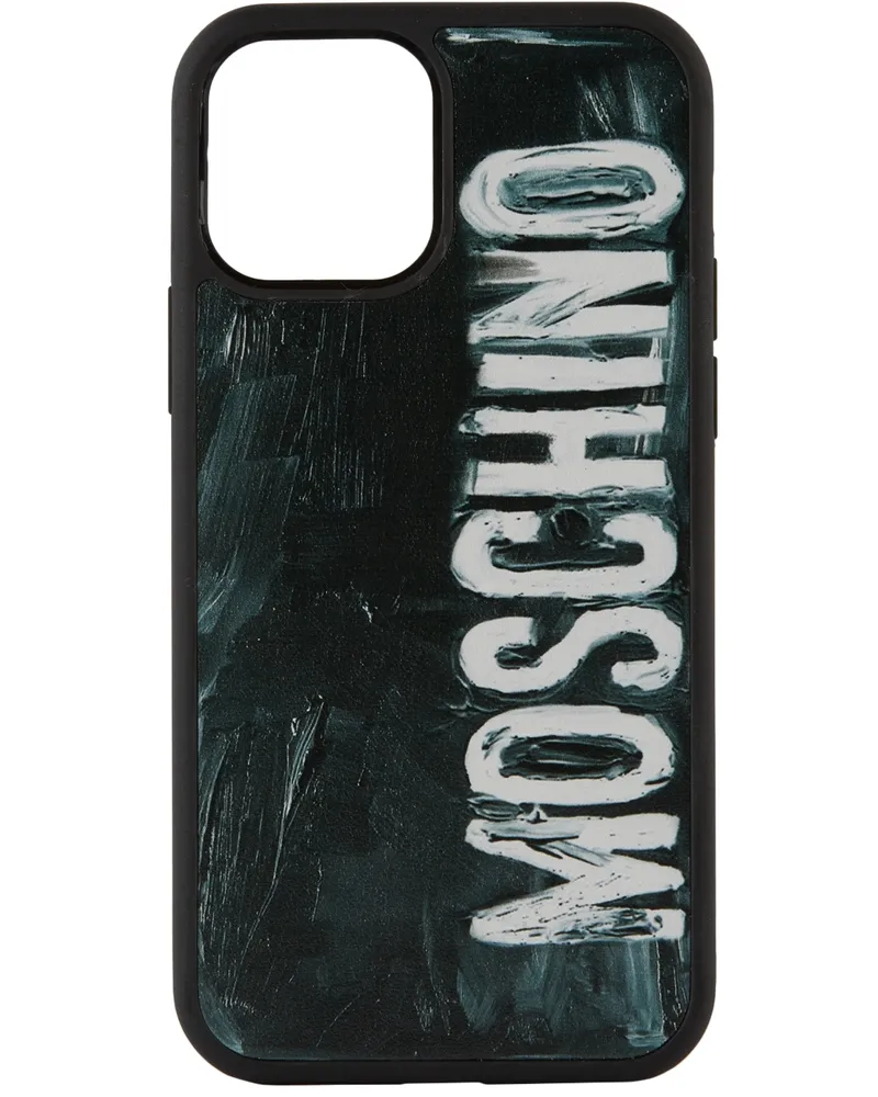 Moschino Black Painted Logo iPhone 12/12 Pro Case 7952