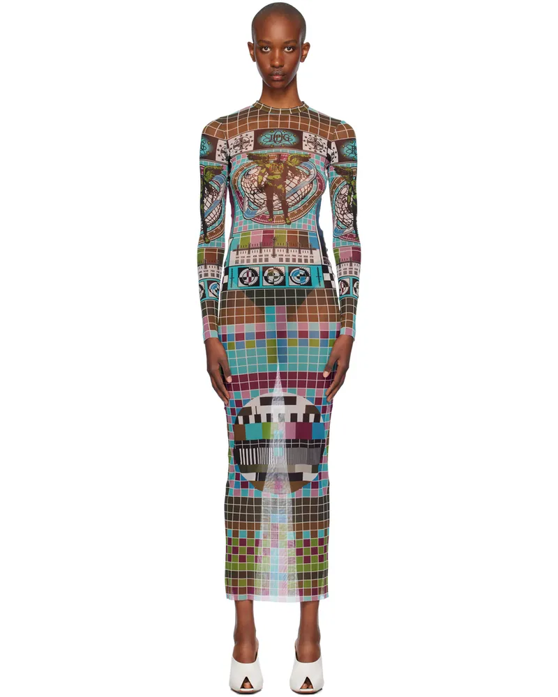 Jean Paul Gaultier Multicolor Printed Maxi Dress 5090-blue