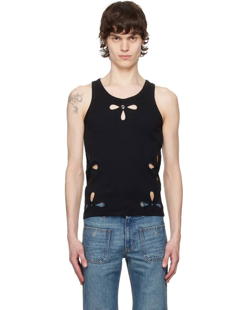 COPERNI Black Petal Embroidered Tank Top Black