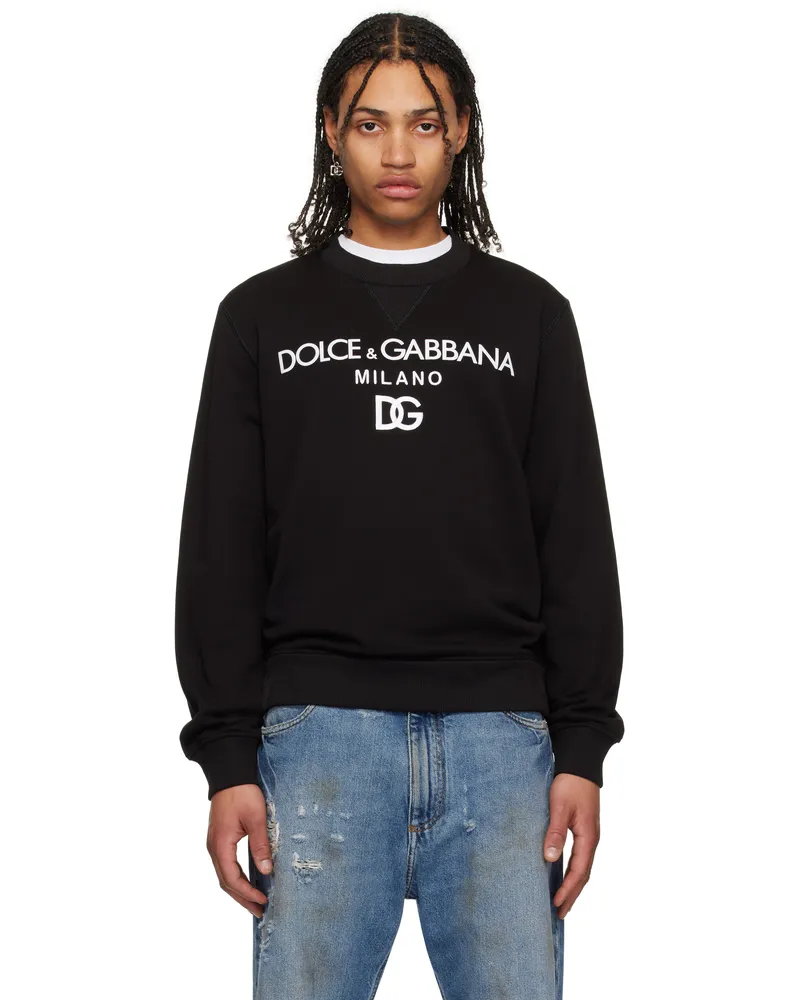 Dolce & Gabbana Black 'DG' Embroidery Jersey Sweatshirt Nero