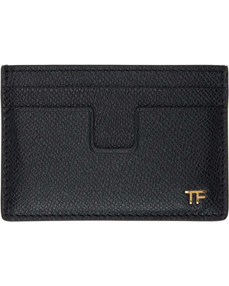Tom Ford Black Small Grain Leather Classic Card Holder Black