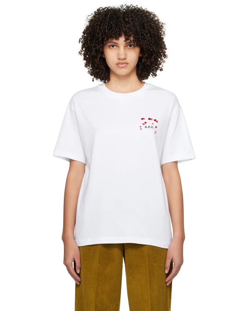 A.P.C. White Hearts T-Shirt Aab