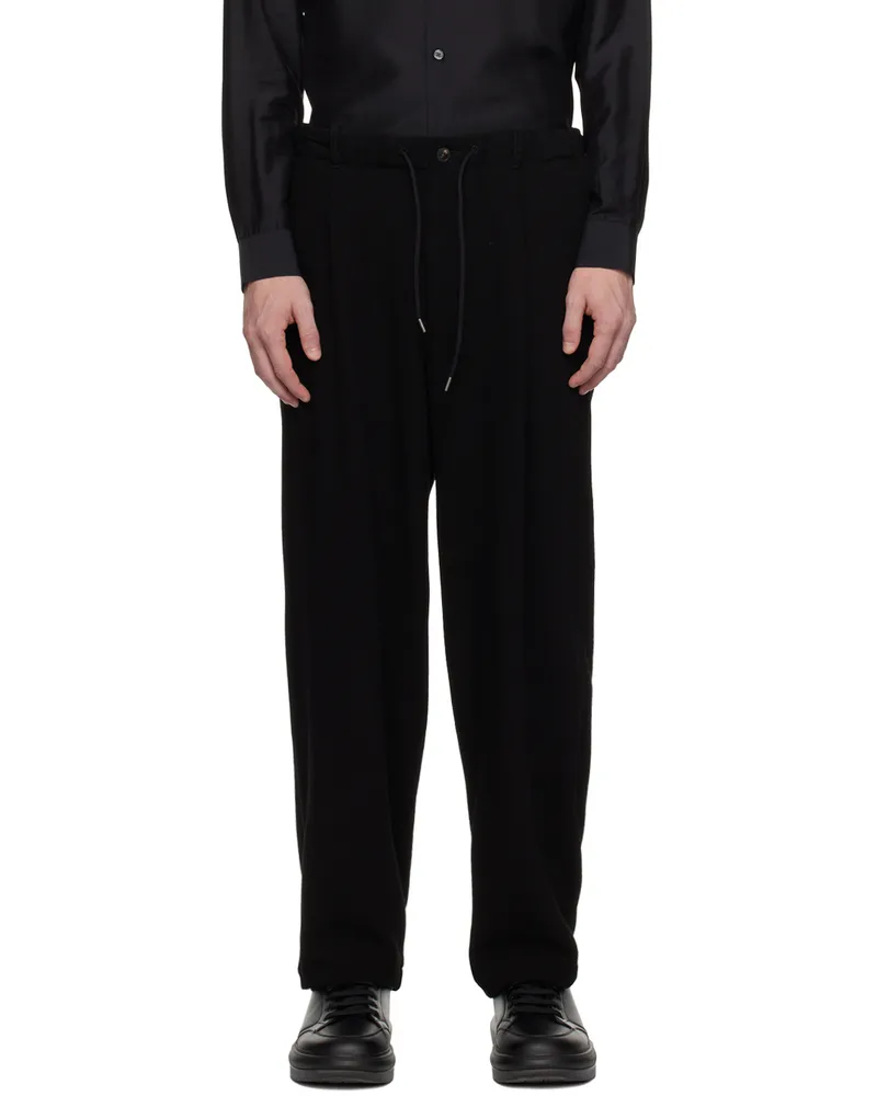 Emporio Armani Black Drawstring Trousers Nero