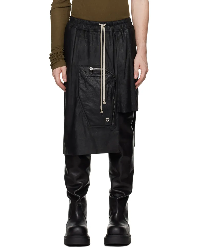 Rick Owens Black Porterville Dracca Leather Skirt 09