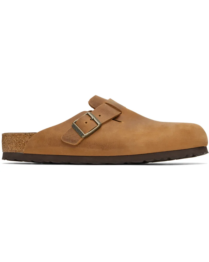 Birkenstock Tan Regular Boston Slip-on Loafers Cognac