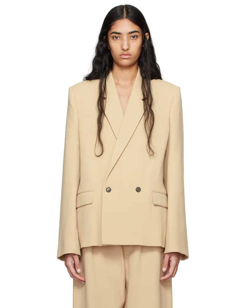 WARDROBE.NYC Beige Hailey Bieber Edition Tailored Blazer Biscuit
