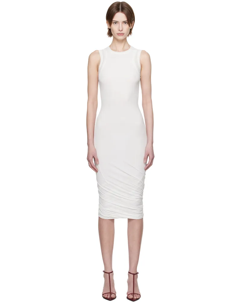 Jil Sander White Sleeveless Twisted Midi Dress 100