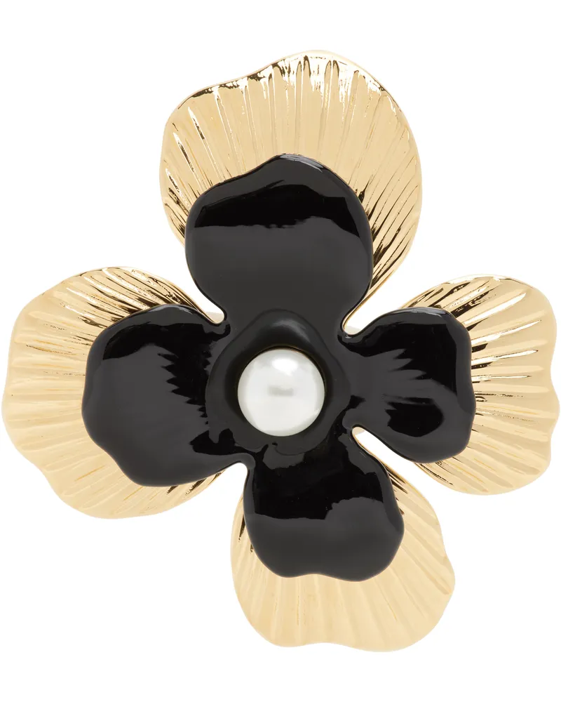 A.P.C. Gold & Black Fleur Brooch Rza