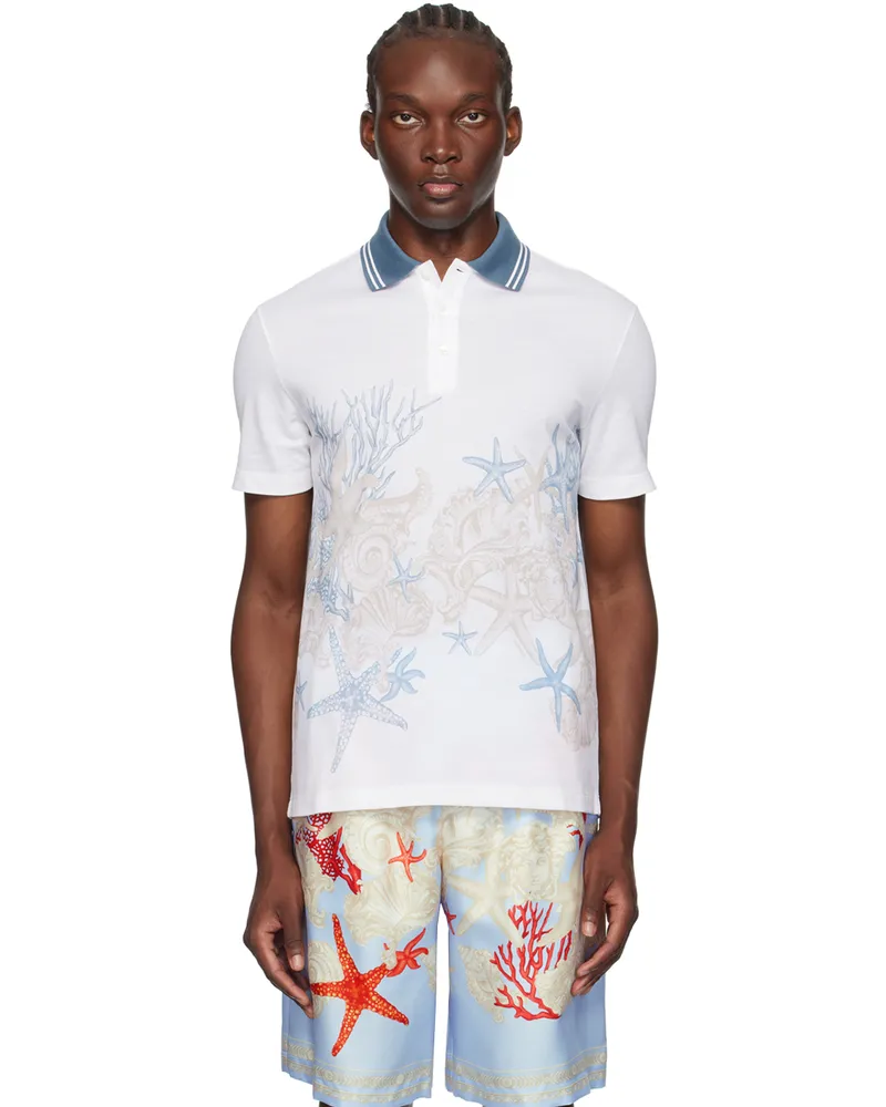 Versace White Barocco Sea Polo 2w580-white