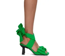 Green Soft Bow Heeled Sandals