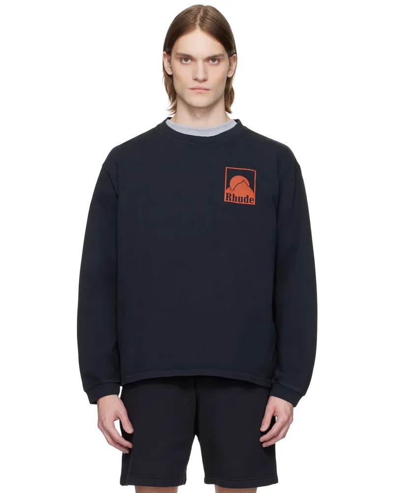 RHUDE Black Moonlight Badge LS T-shirt Vtg