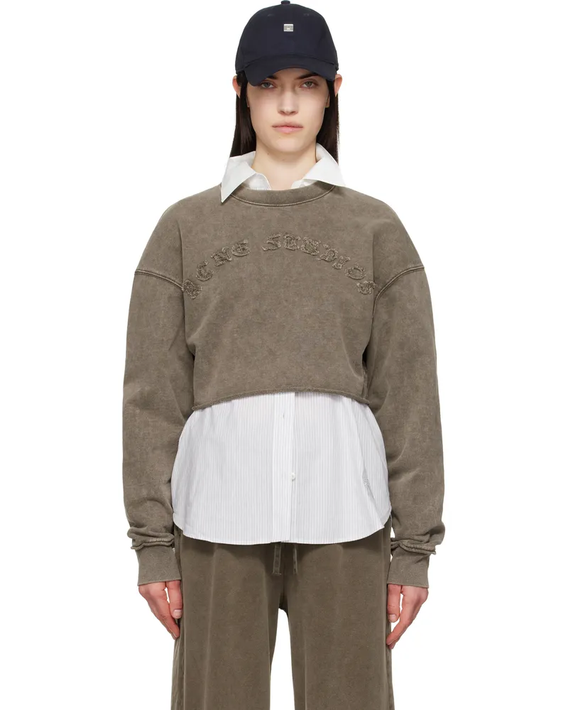 Acne Studios Brown Cropped Logo Sweatshirt Dia