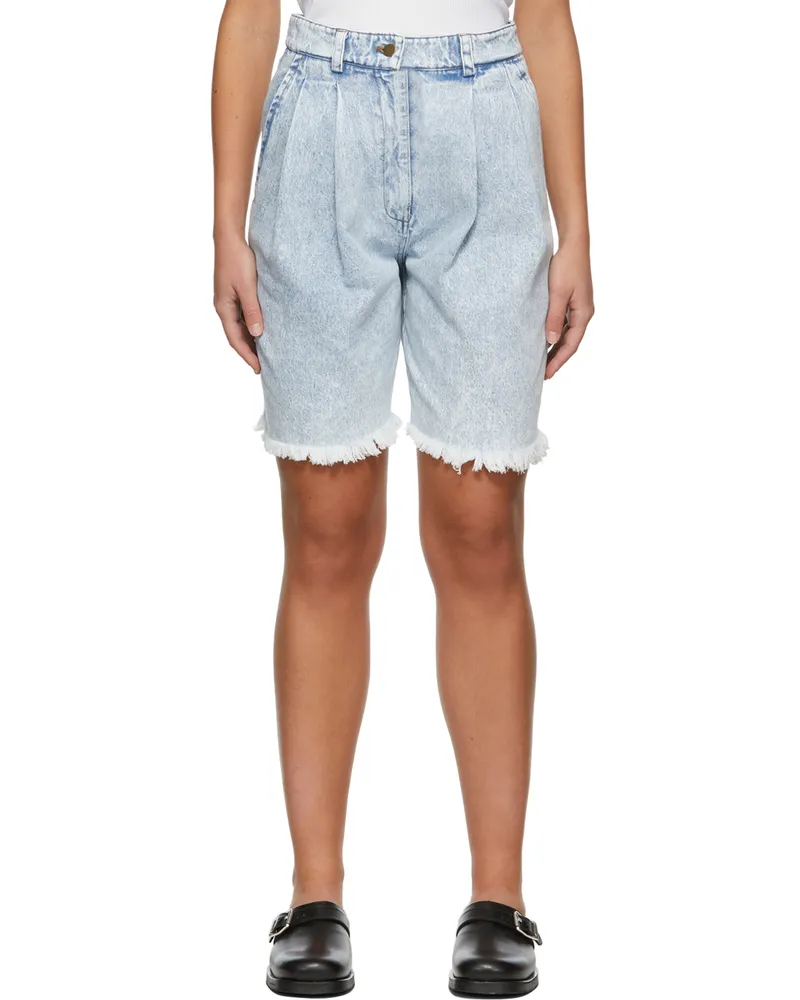 Tanner Fletcher Blue Denim Pleated Rhonda Shorts Vintage