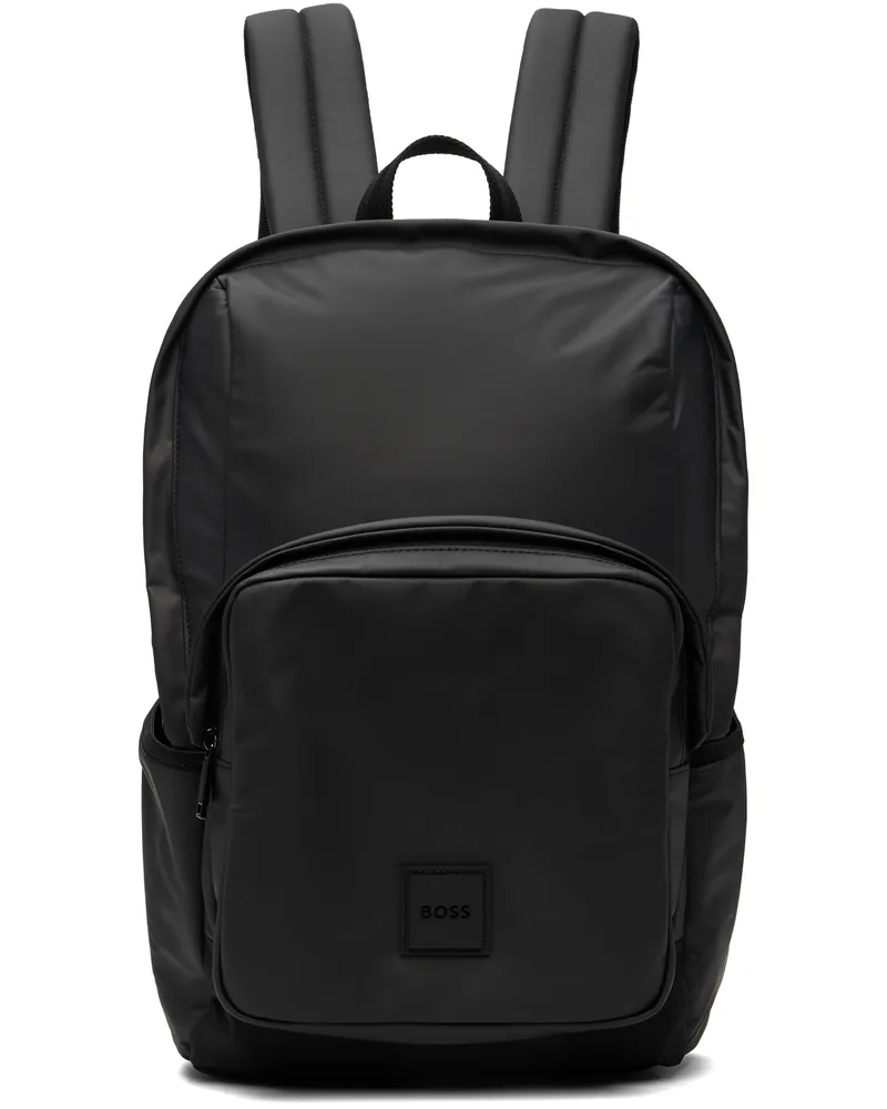 HUGO BOSS Black Coated Canvas Logo Backpack 001-black