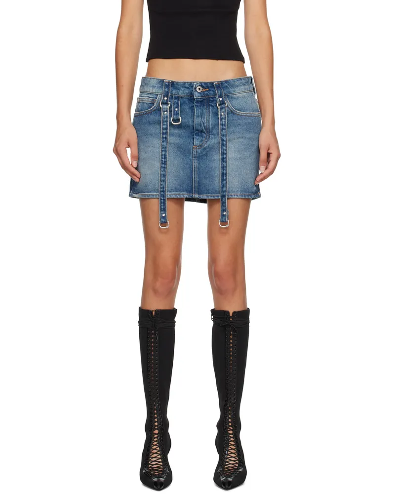 OFF-WHITE Blue Faded Denim Miniskirt Blue