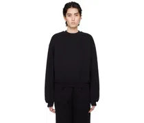Black Cotton Fleece Classic Crewneck Sweatshirt