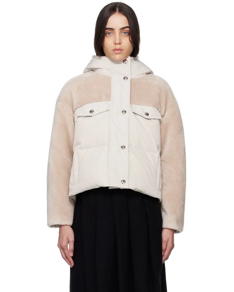Yves Salomon Beige Paneled Jacket B2787